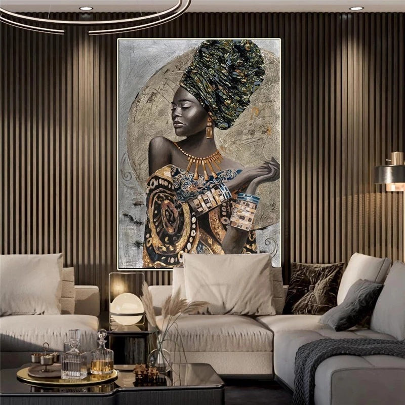 African Art Abstract Female Canvas Painting HD Print