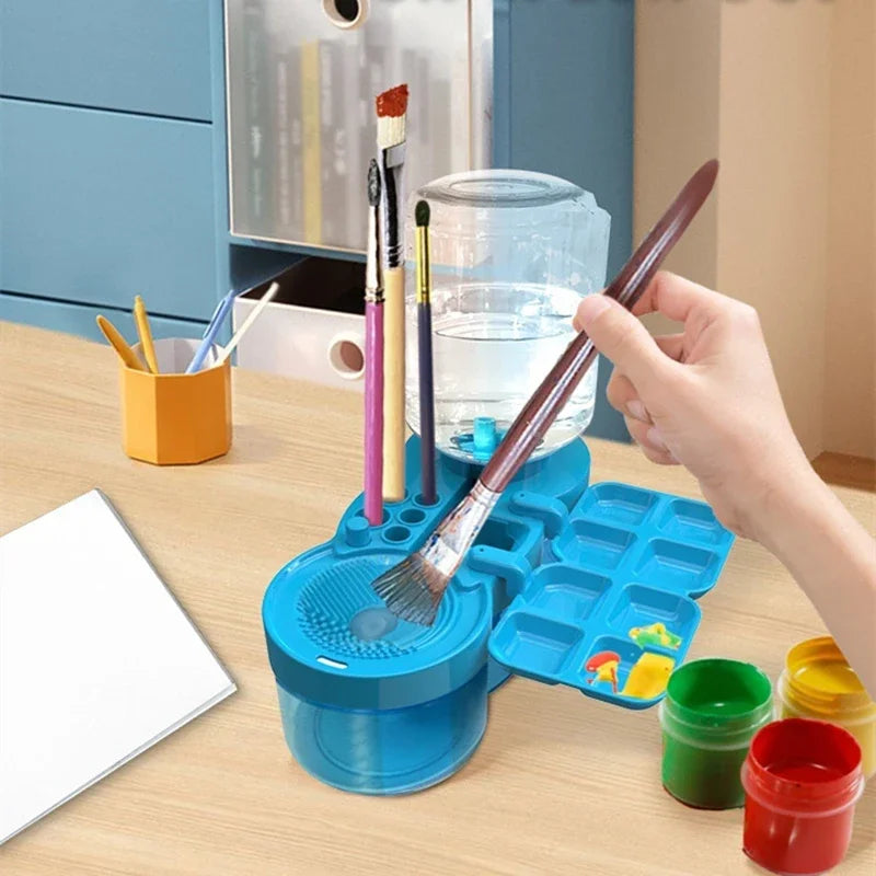 Paintbrush Brush Cleaner Paint Palette Push Drain Automatic Brush Cleaner Painting Supplies Art Pen Wash Bucket