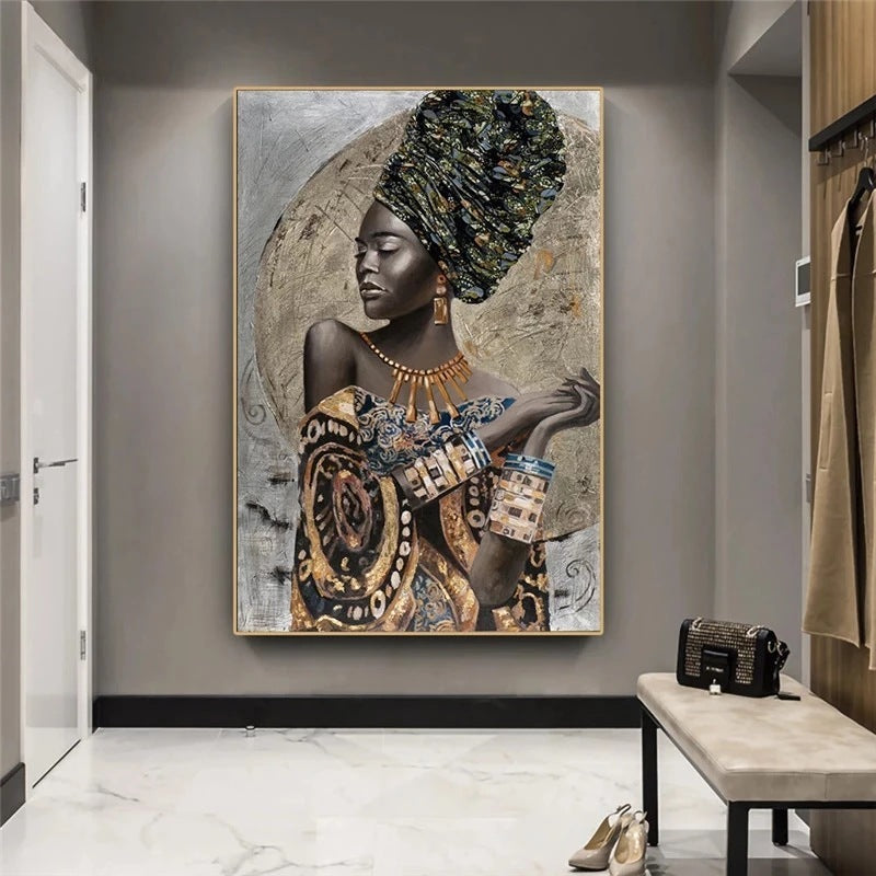 African Art Abstract Female Canvas Painting HD Print