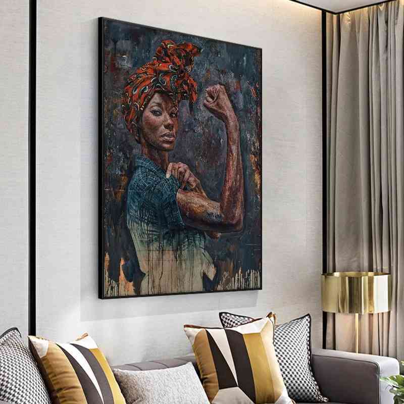 African Strong Woman Canvas Painting Wall Art Poster